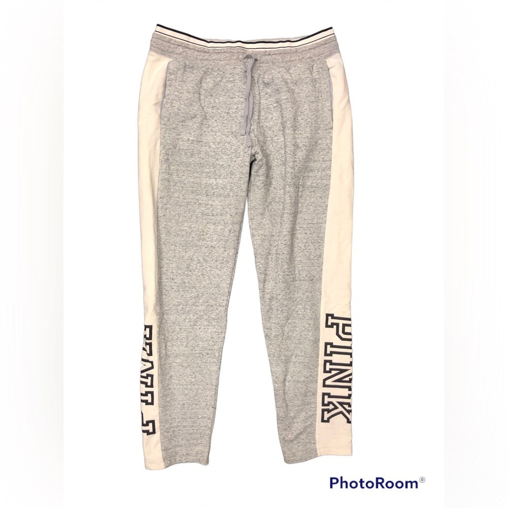 PINK Victoria's Secret Gray and White Track Pants